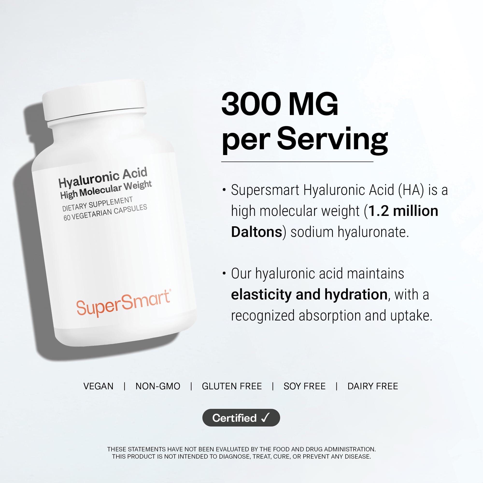 Supersmart envase junto a regla para comparar tamaño del frasco y cantidad