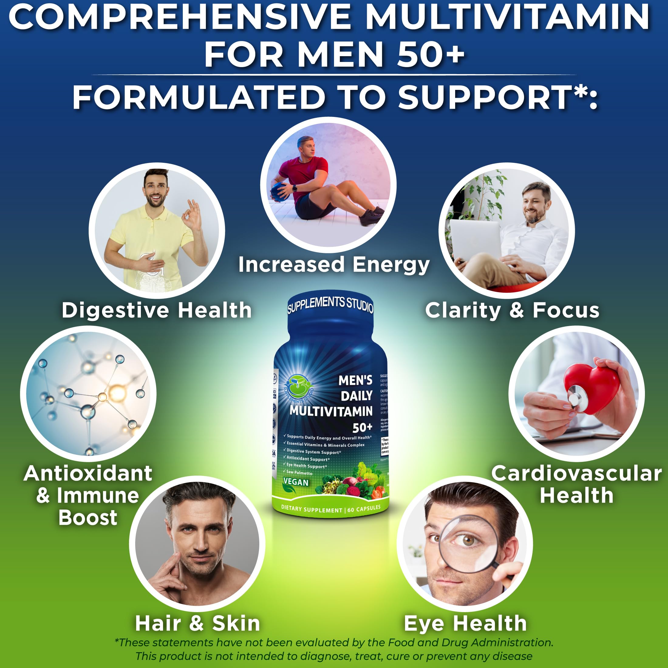SUPPLEMENTS STUDIO botella abierta con cápsulas, evidencia de ingredientes puros