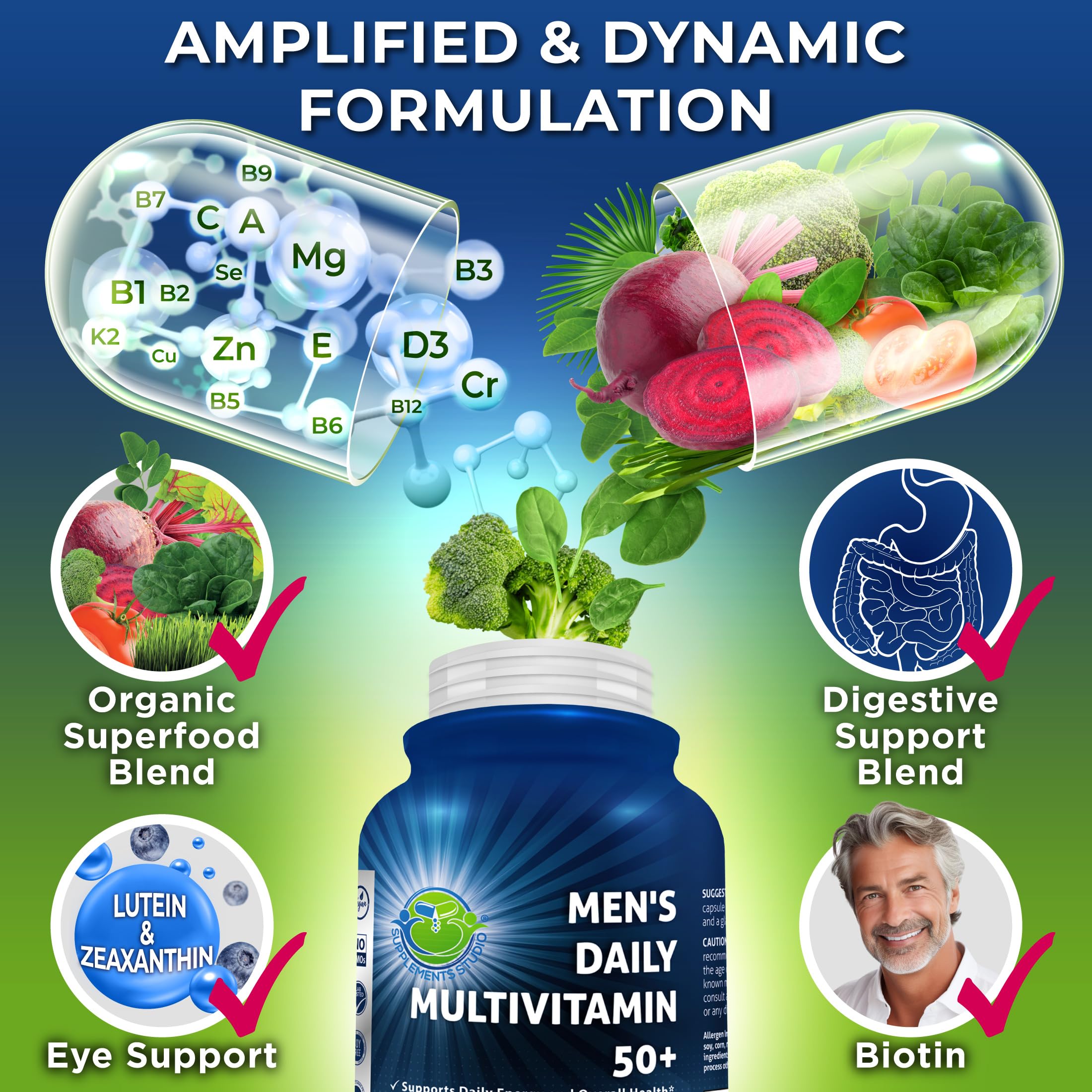 SUPPLEMENTS STUDIO cápsula en mano para comparar tamaño y facilitar la toma