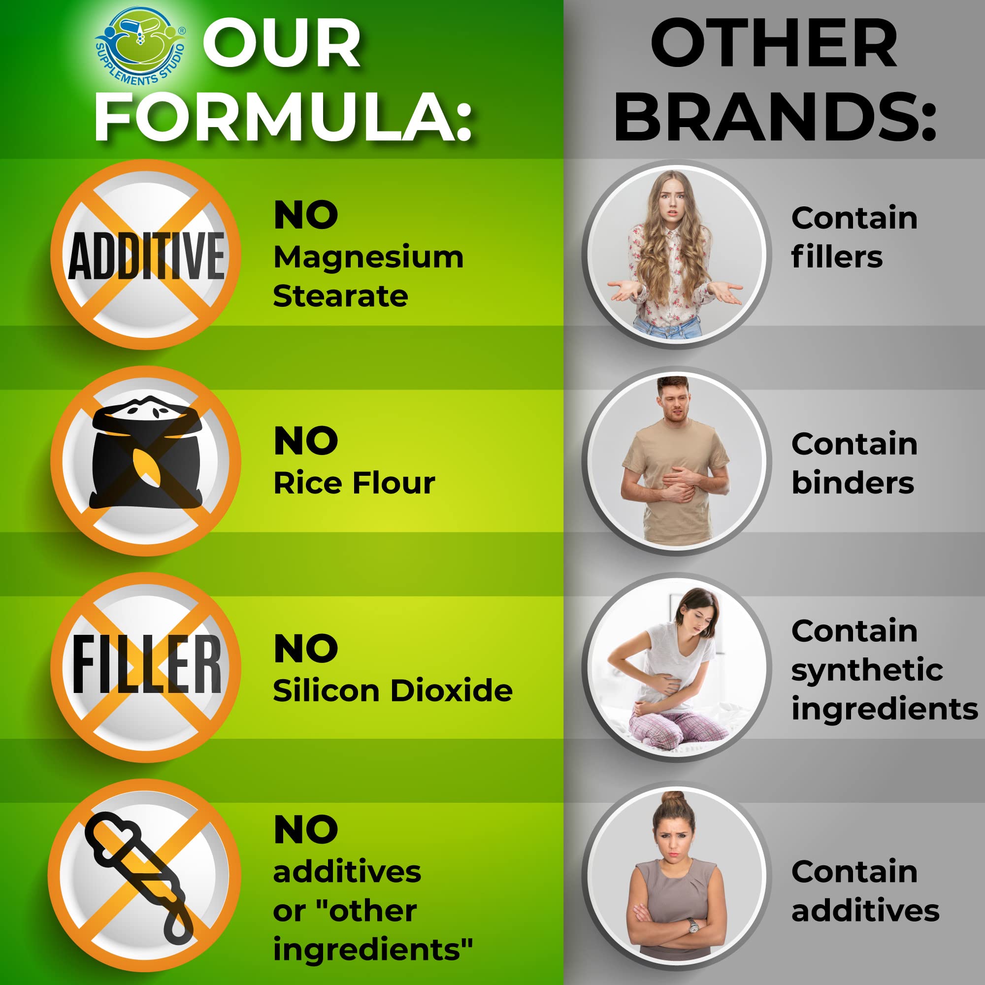 SUPPLEMENTS STUDIO etiqueta del producto indicando ingredientes y calidad certificada