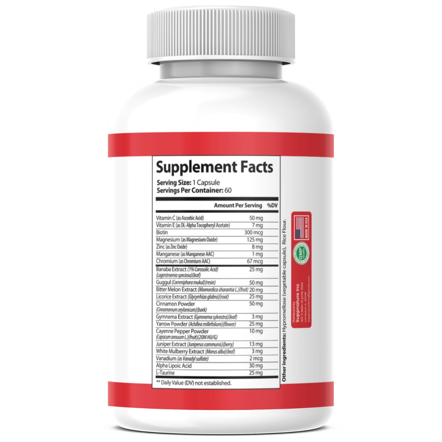 SuppNature empaque de GlucoRX resaltando materiales y presentación