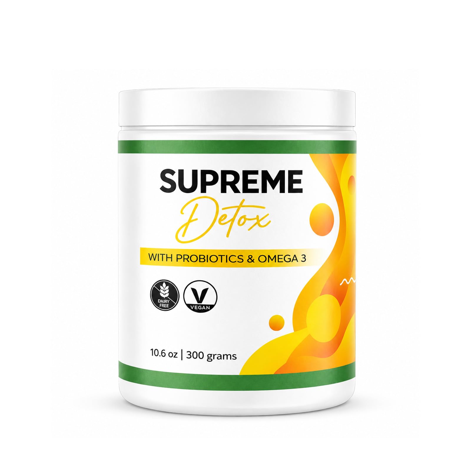 Supreme Detox frente del envase mostrando diseño y tamaño del producto