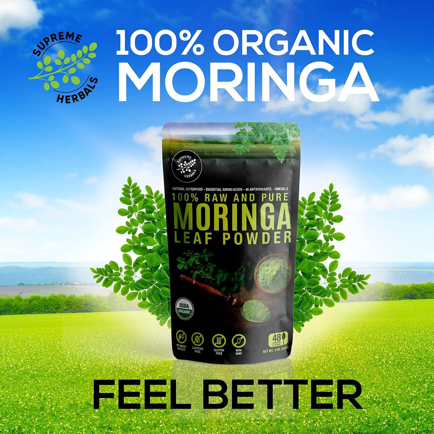 SUPREME HERBALS moringa en batido verde preparado fácil integración en recetas