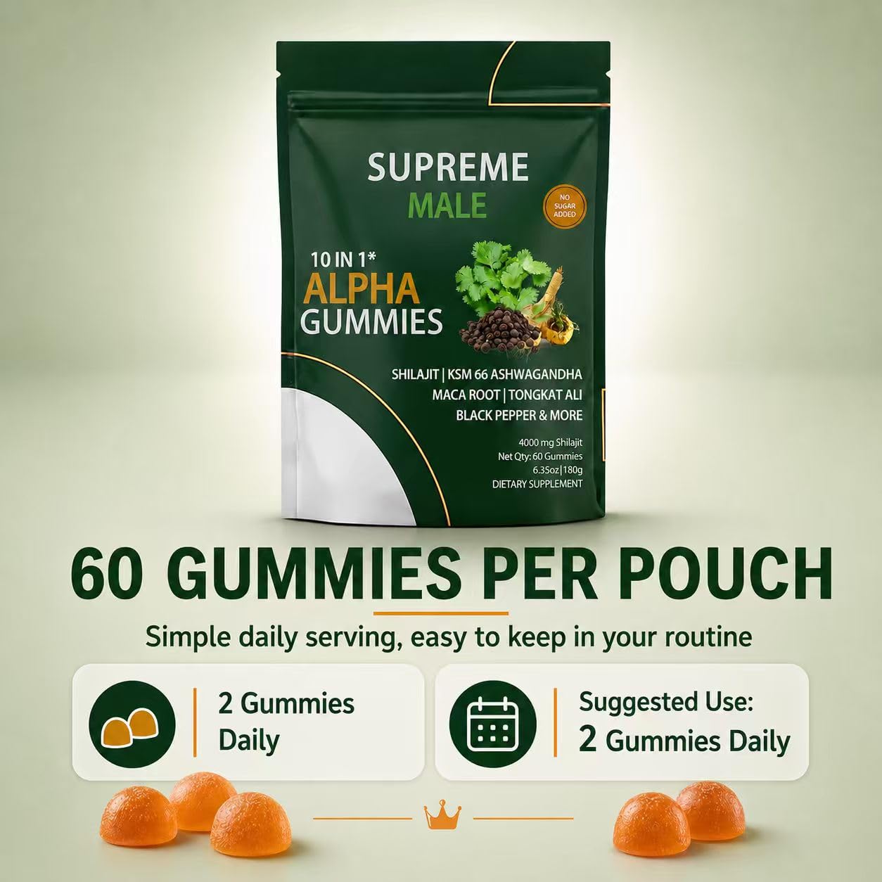 SUPREME MALE etiqueta del producto con información clara y recomendaciones