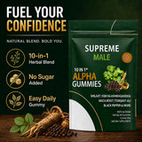 SUPREME MALE etiqueta nutricional visible con información sin azúcar