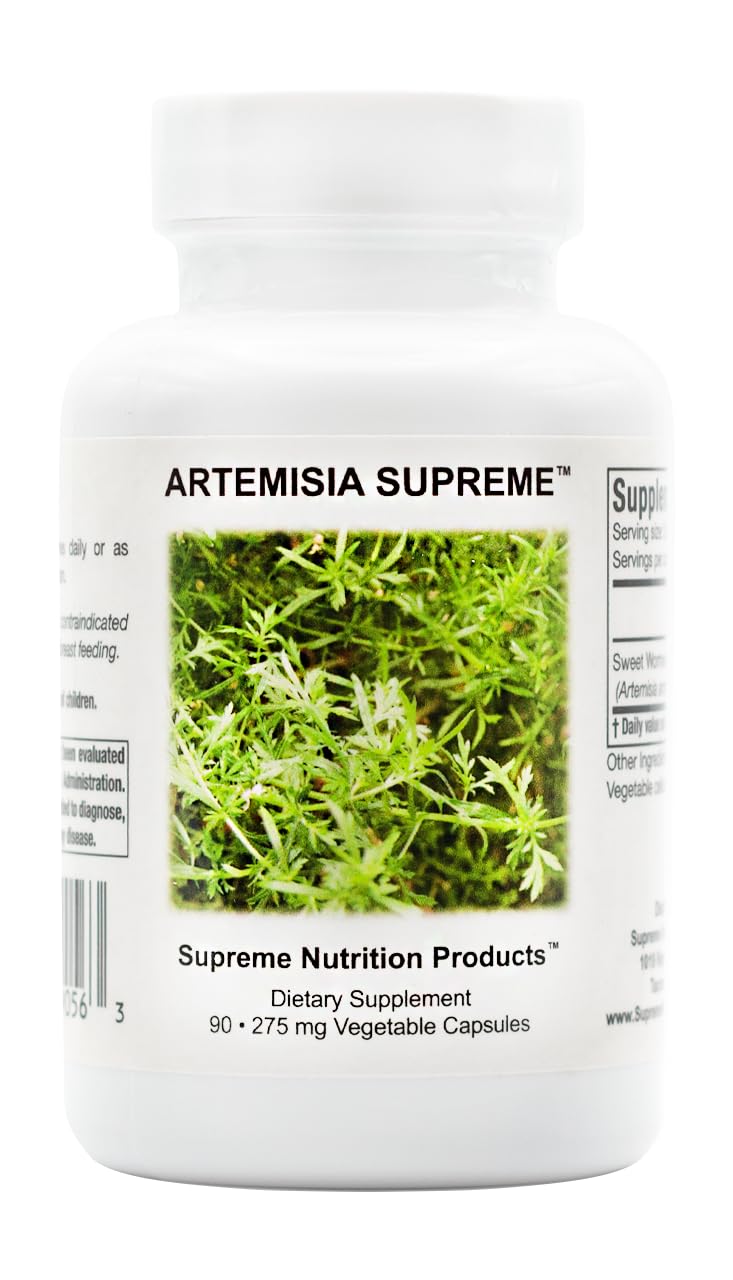 Supreme Nutrition frasco frontal de Artemisia Supreme, envase limpio y puro