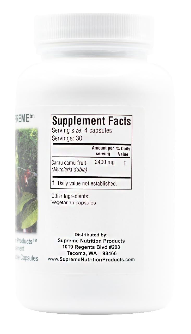 Supreme Nutrition polvo de camu camu en cuenco mostrando color natural