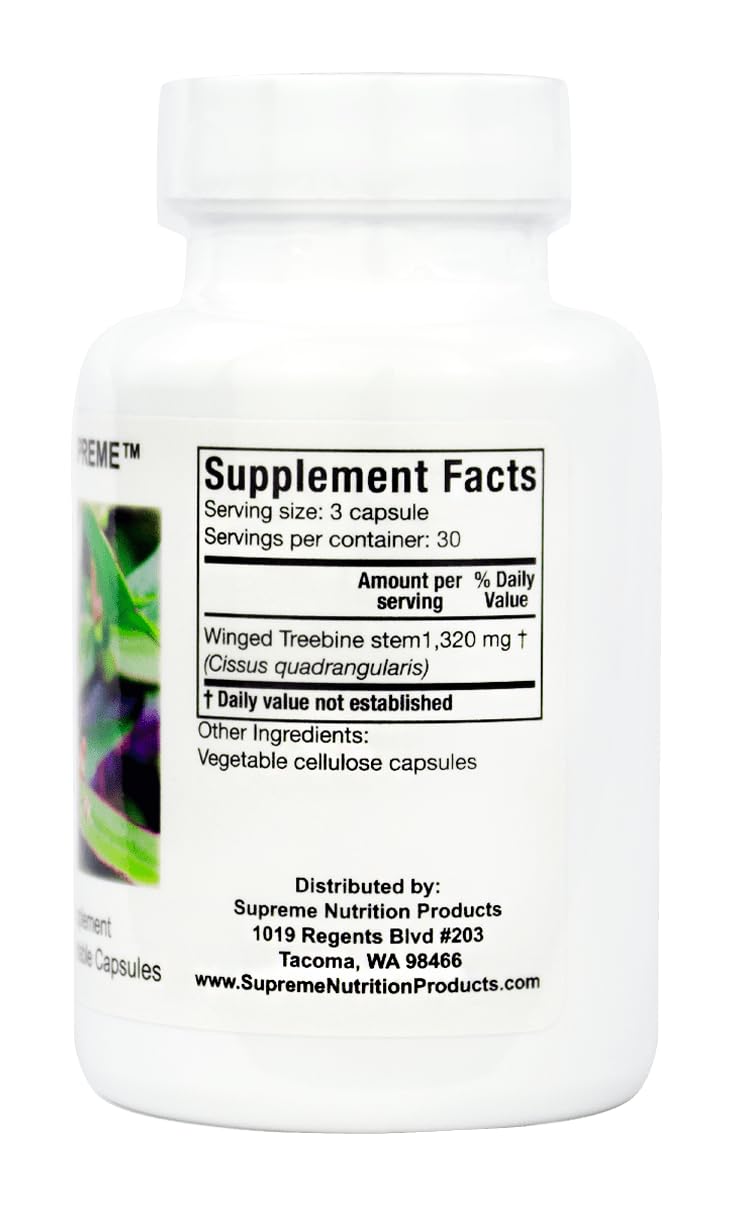 Supreme Nutrition Cissus Supreme etiqueta con información de pureza y cGMP