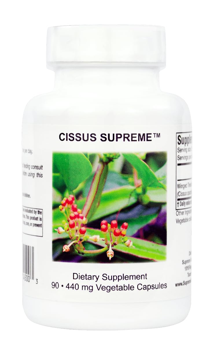 Supreme Nutrition Cissus Supreme vista frontal del envase, claridad de ingredientes