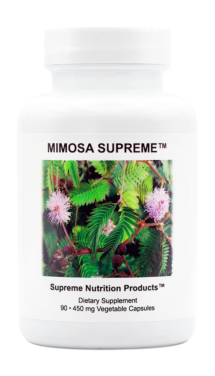 Supreme Nutrition frasco frontal de Mimosa Supreme, presentación clara y sin rellenos