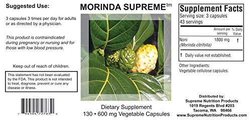 Supreme Nutrition detalle de cápsulas Noni mostrando textura y pureza visible