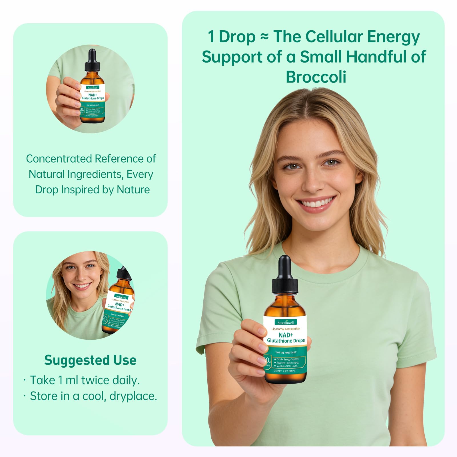SustainWell etiqueta nutricional visible indicando ingredientes limpios