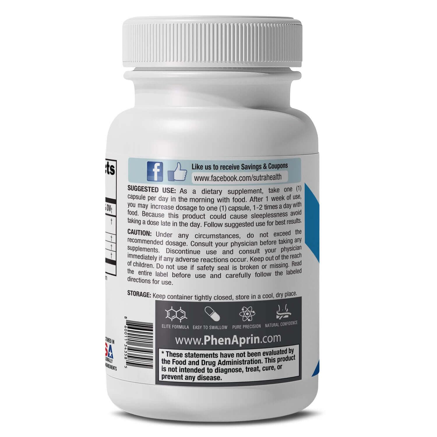 SutraHealth cápsula en primer plano que destaca fórmula sin cafeína y fácil ingestión