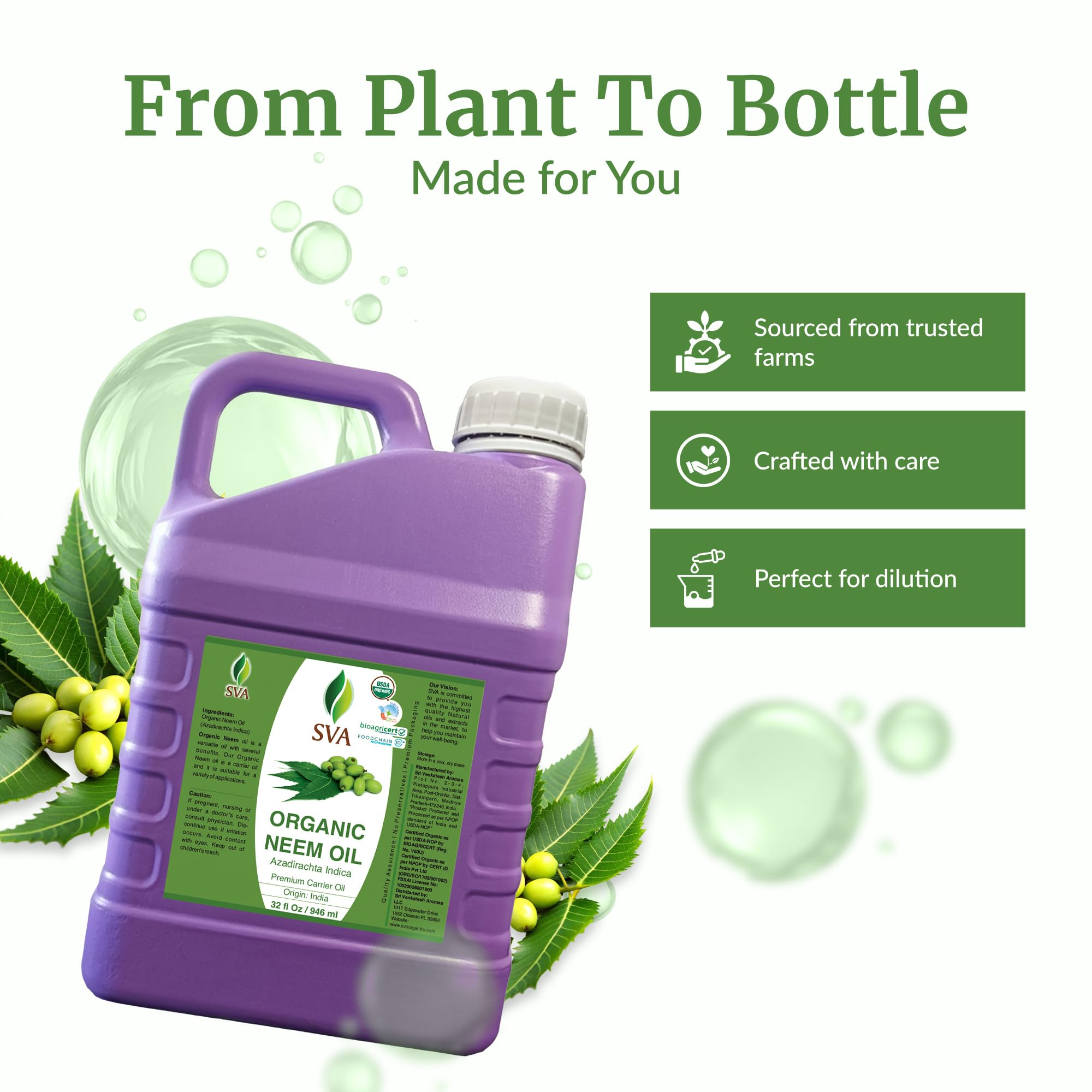 SVA ORGANICS aceite vertido en mano demostrando uso sencillo y práctico