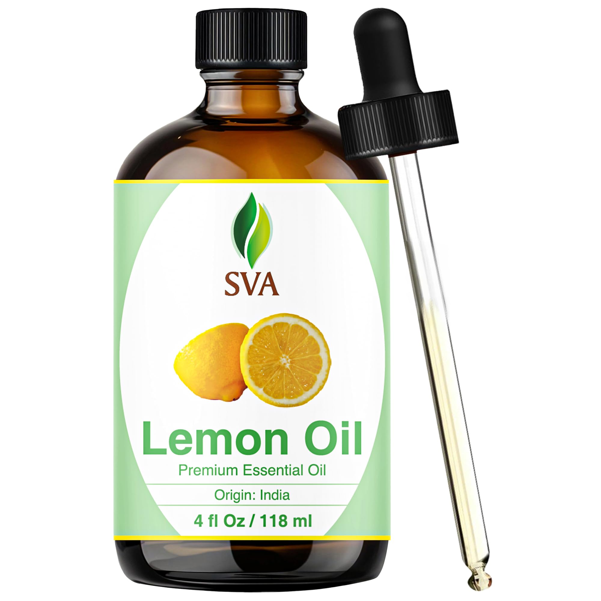 SVA ORGANICS frasco frente mostrando empaque ámbar y beneficio dosificación
