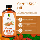 SVA ORGANICS textura del aceite de zanahoria mostrando su fluidez y absorción