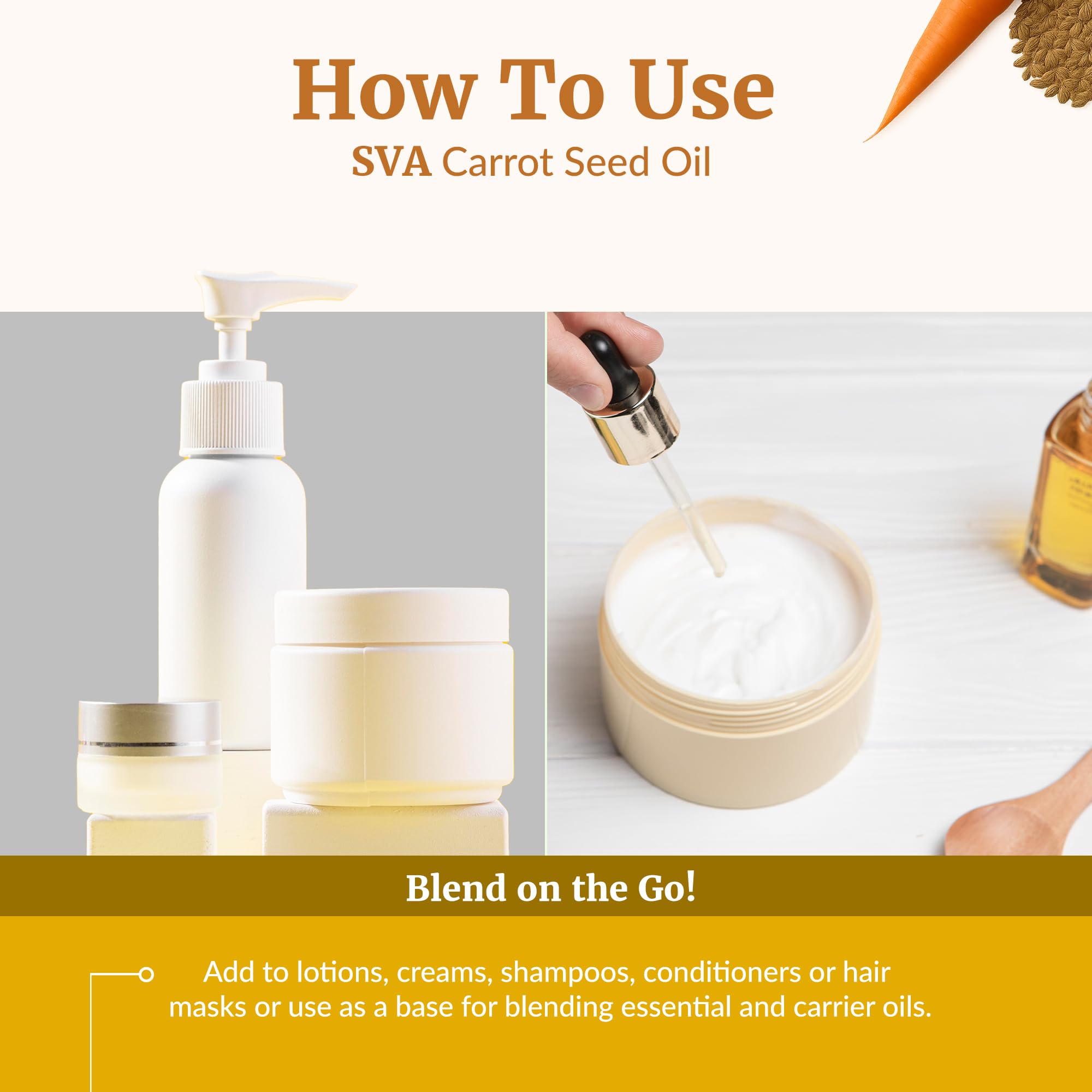 SVA ORGANICS aceite en mesa con frascos para proyectos DIY y ahorro
