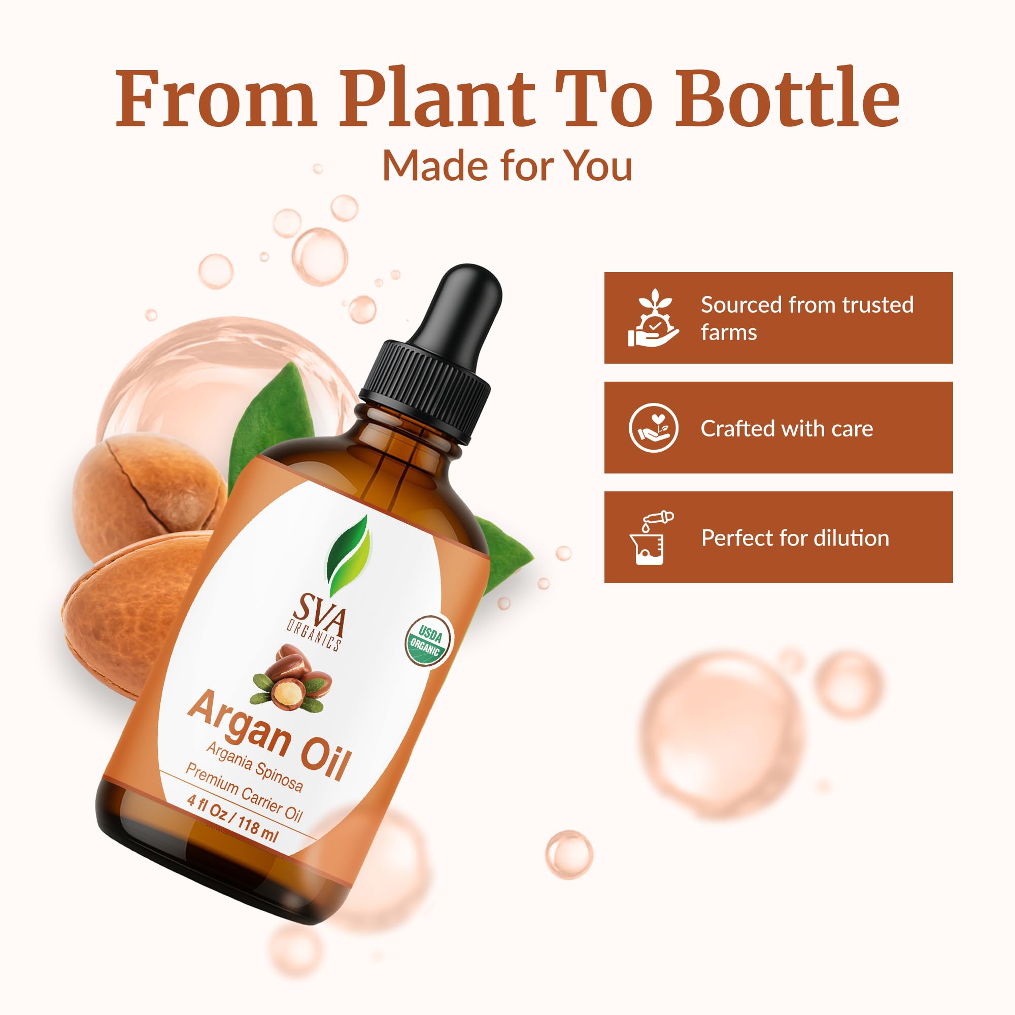 SVA ORGANICS aplicación en cabello con unas gotas, brillo y control