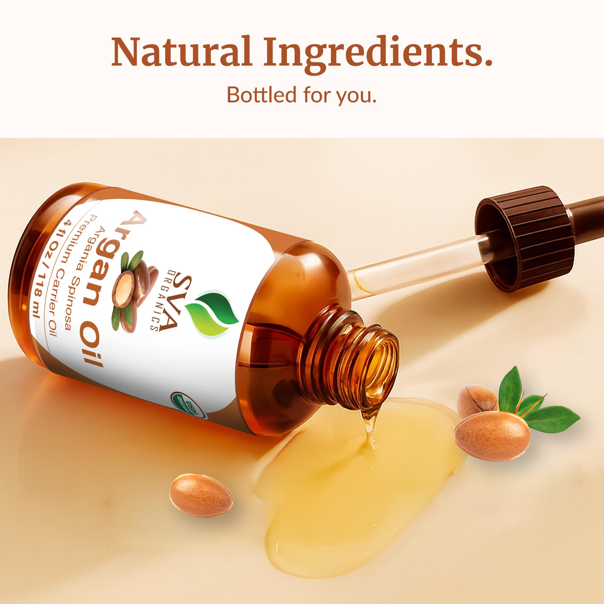 SVA ORGANICS aceite mezclado en un cuenco para fórmulas caseras, versatilidad
