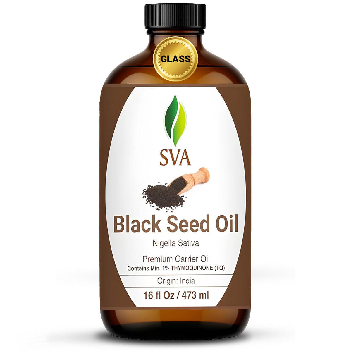 SVA ORGANICS botella delantera en vidrio ámbar mostrando presentación grande y protección