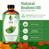 SVA ORGANICS etiqueta del aceite brahmi con información clara y confianza