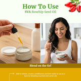 SVA ORGANICS botella 118 ml junto a objetos cotidianos mostrando tamaño real