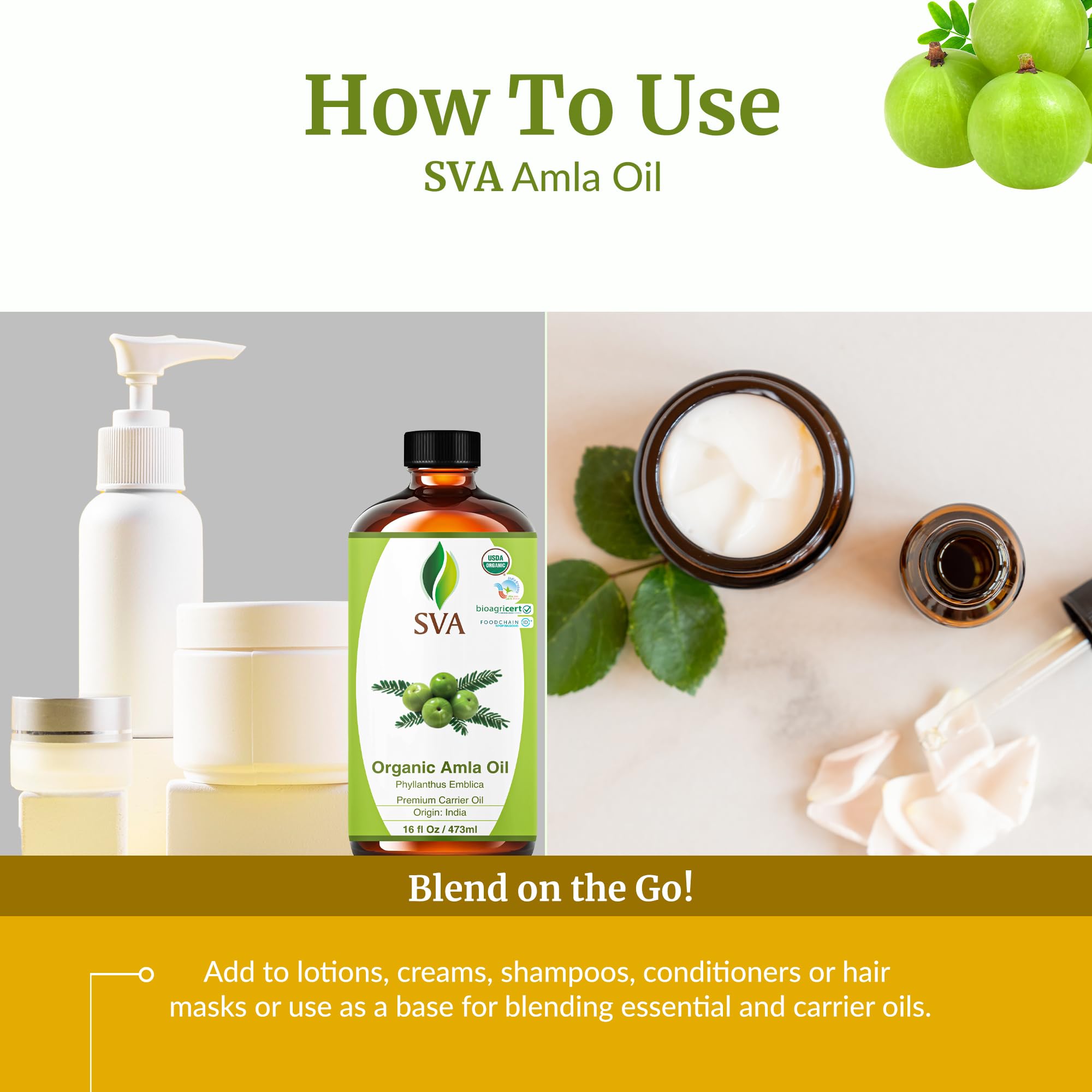 SVA ORGANICS comparación de tamaño con un vaso para apreciar el volumen