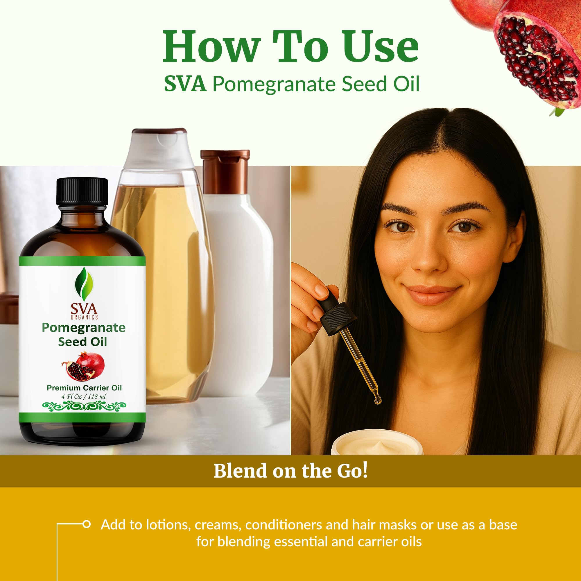 SVA ORGANICS comparación de tamaño 118 ml, formato práctico para uso diario