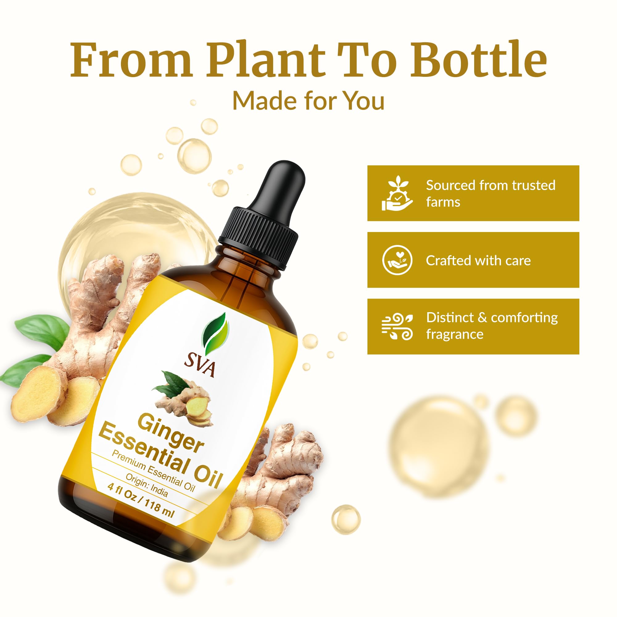 SVA ORGANICS aceite de jengibre en difusor creando ambiente cálido en sala