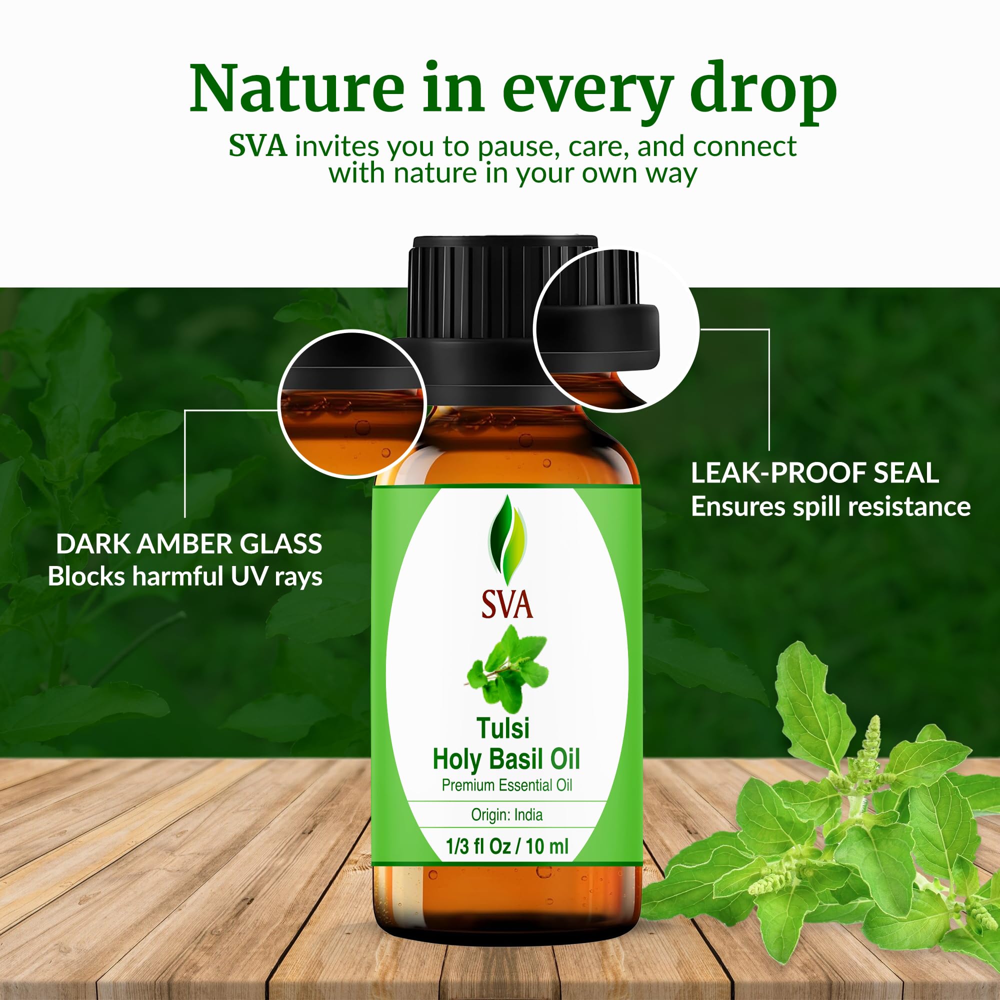 SVA ORGANICS comparación de tamaño 10 ml fácil de transportar