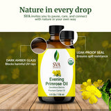 SVA ORGANICS etiqueta con información de origen y método prensado en frío