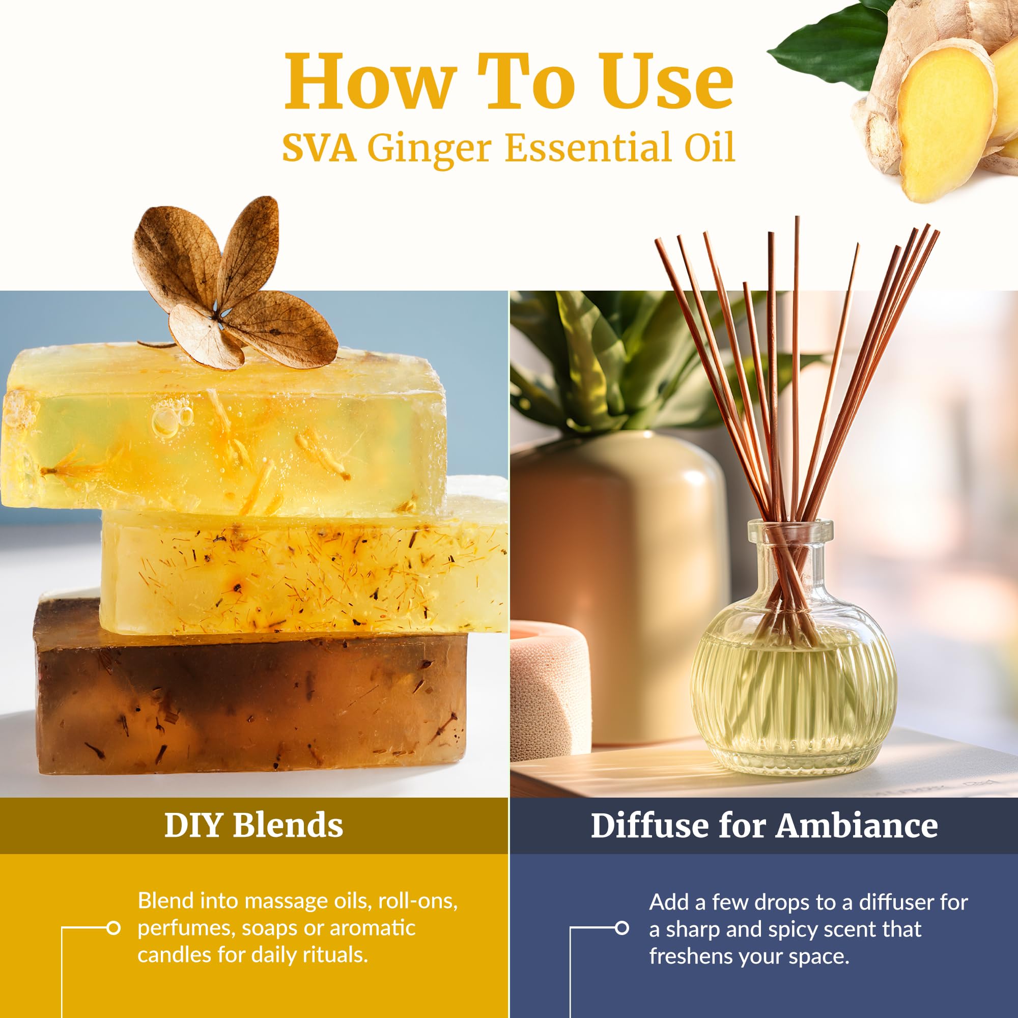 SVA ORGANICS etiqueta del frasco con información y uso seguro visible