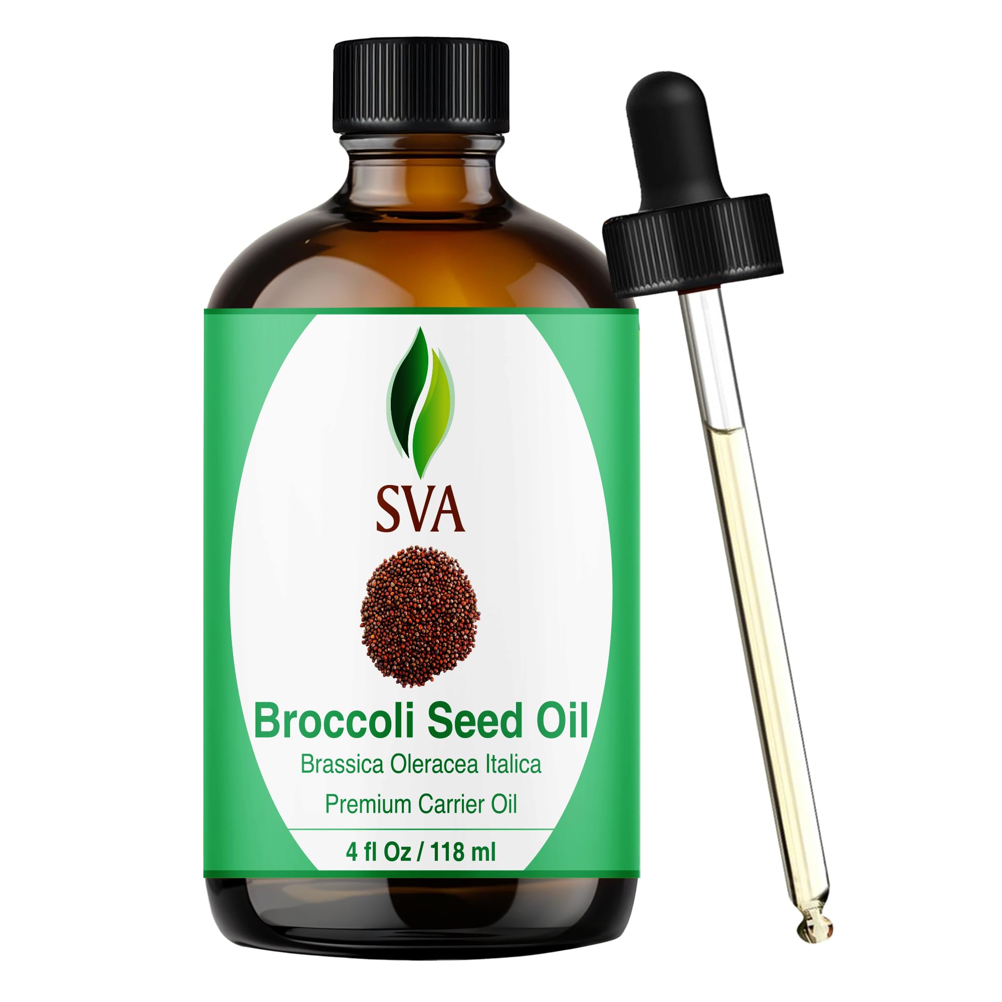 SVA ORGANICS frasco de vidrio frontales mostrando marca y dosificación beneficios