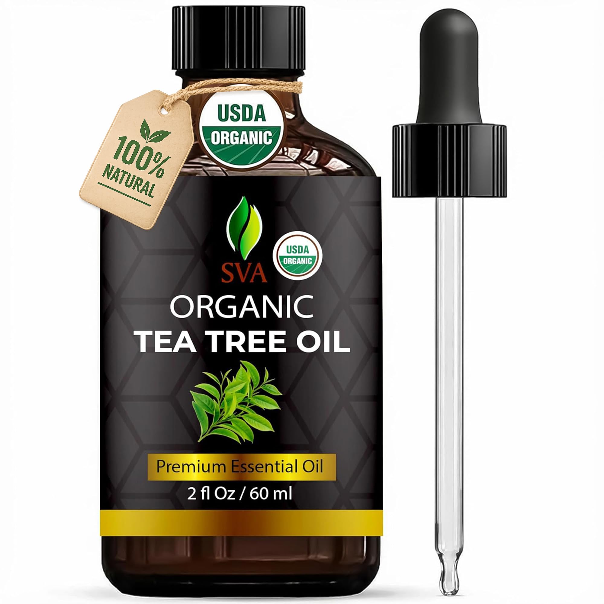SVA ORGANICS botella frontal mostrando etiqueta clara y volumen 60 ml, fácil identificación