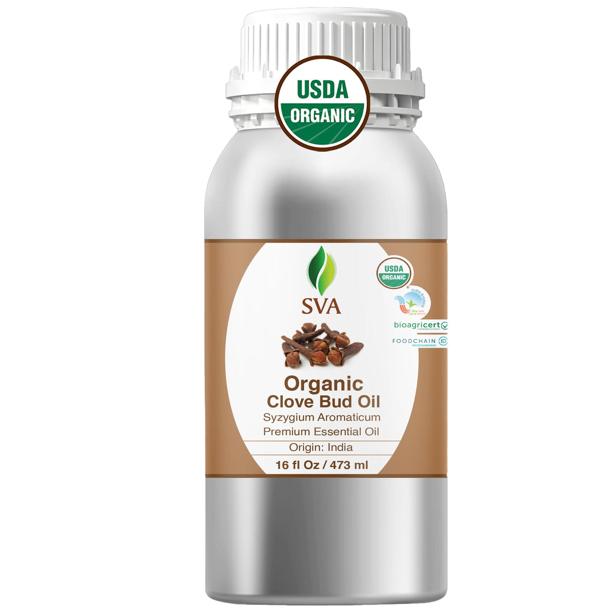 SVA ORGANICS frasco grande de 473 ml mostrando diseño y volumen