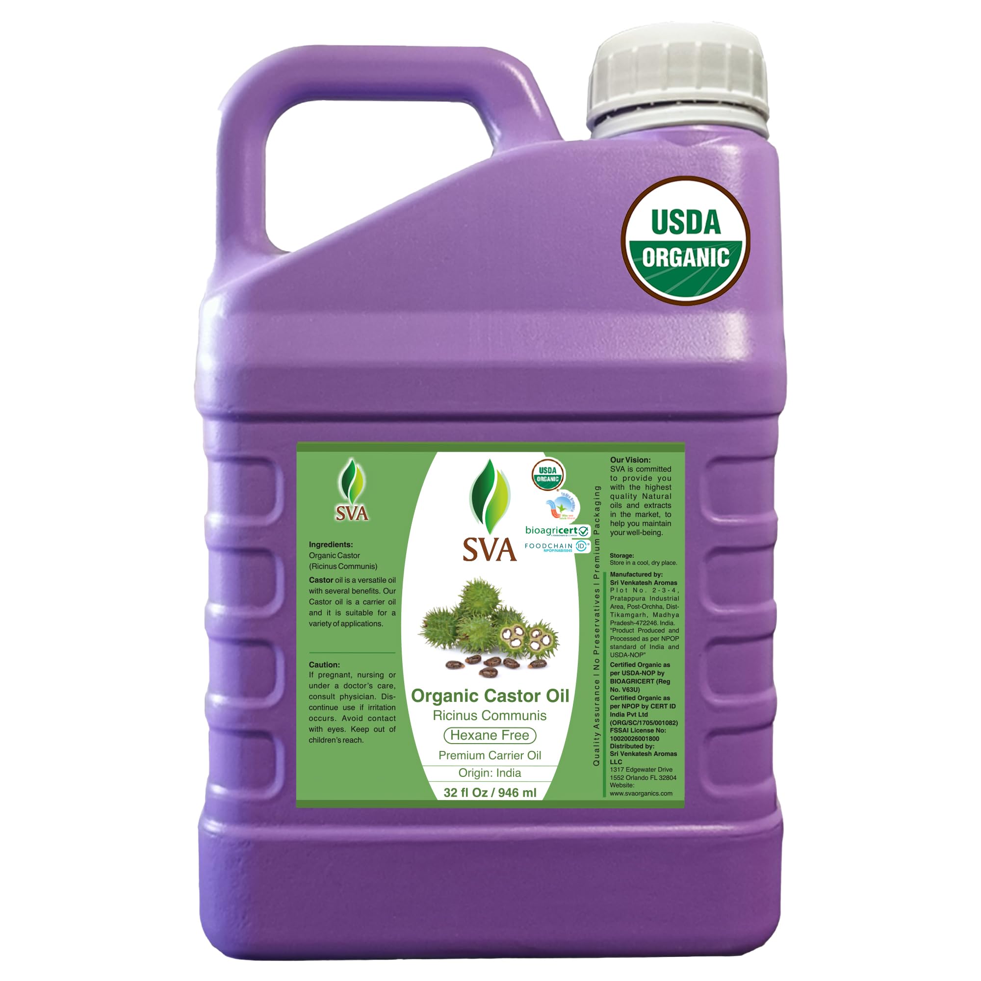 SVA ORGANICS botella frontal 946 ml muestra tamaño y presentación beneficios económicos