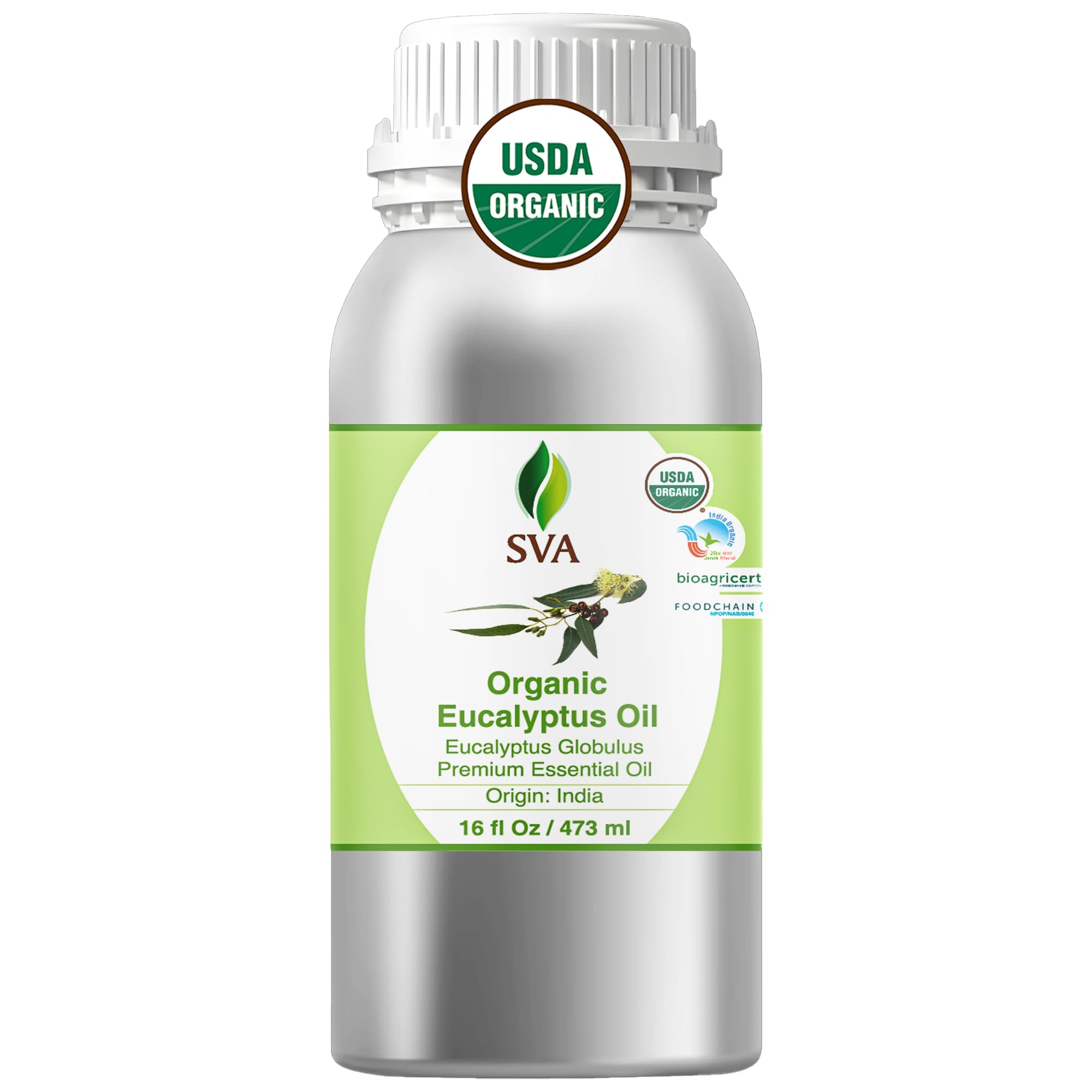 SVA ORGANICS botella frontal 473 ml mostrando etiqueta clara y tamaño grande
