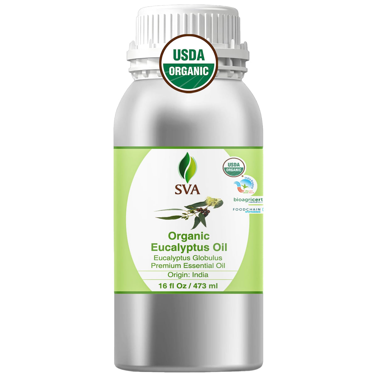 SVA ORGANICS botella frontal 473 ml mostrando etiqueta clara y tamaño grande