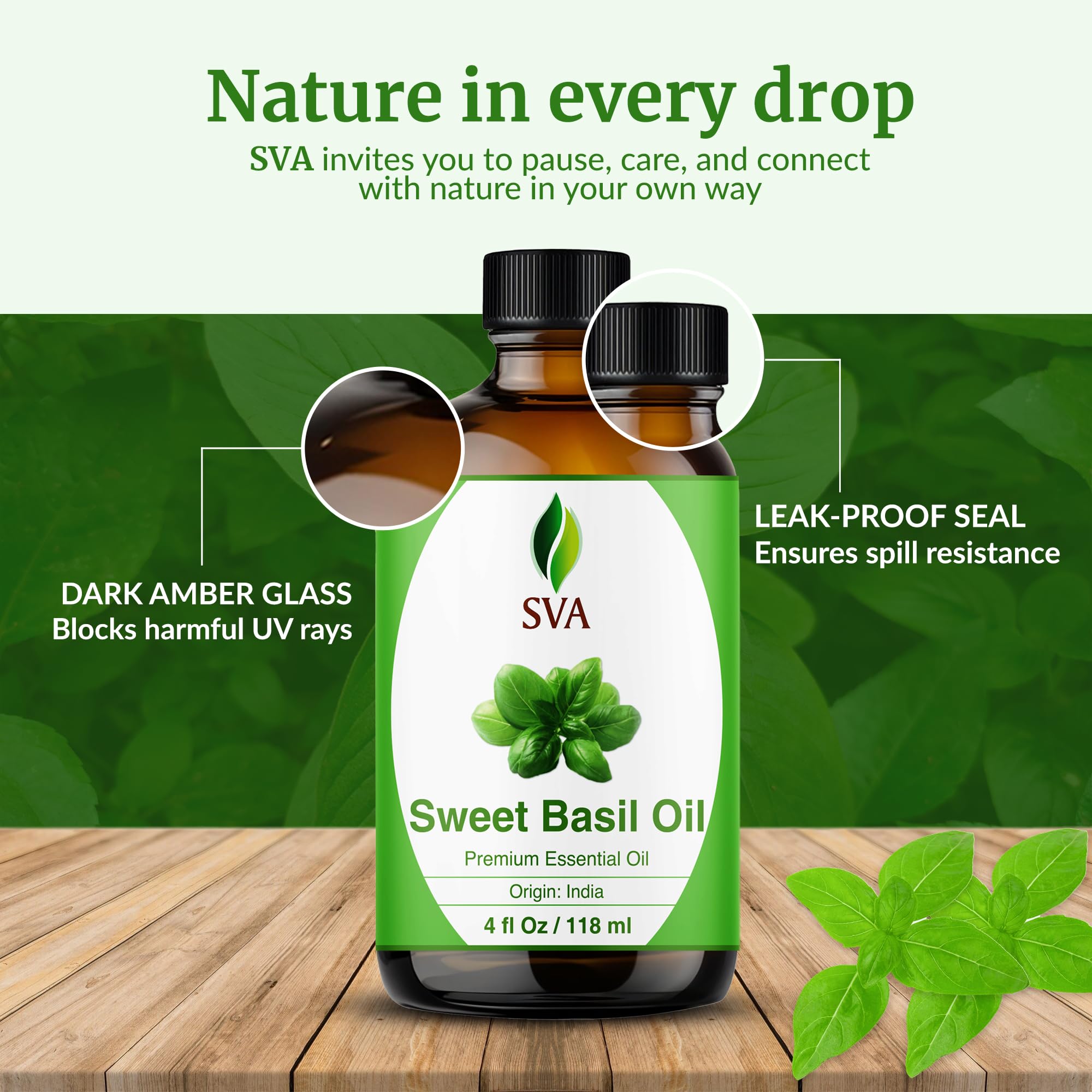 SVA ORGANICS hojas frescas y aceite mostrando origen herbáceo