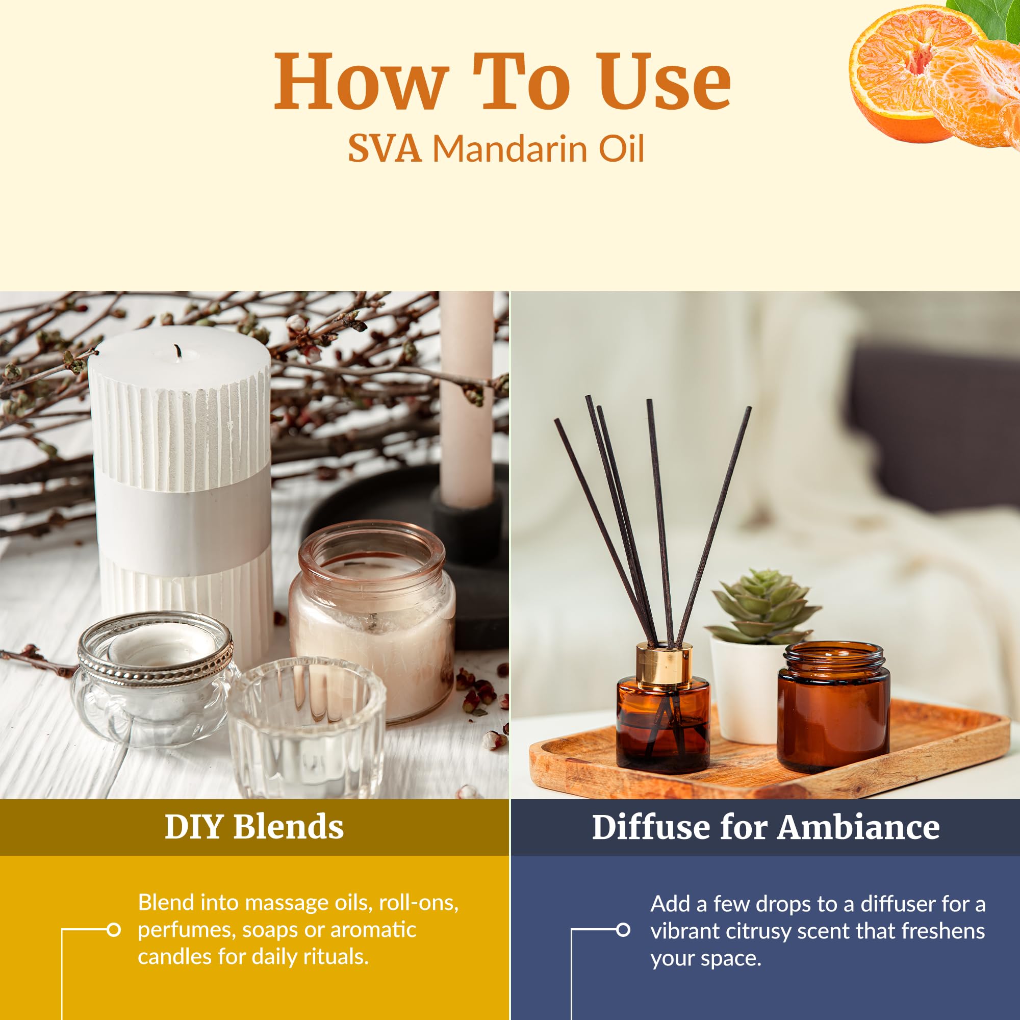 SVA ORGANICS uso en vela artesanal para perfumar espacios con nota dulce