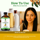 SVA ORGANICS botella junto a una regla para comparar tamaño, frasco de 118 ml práctico