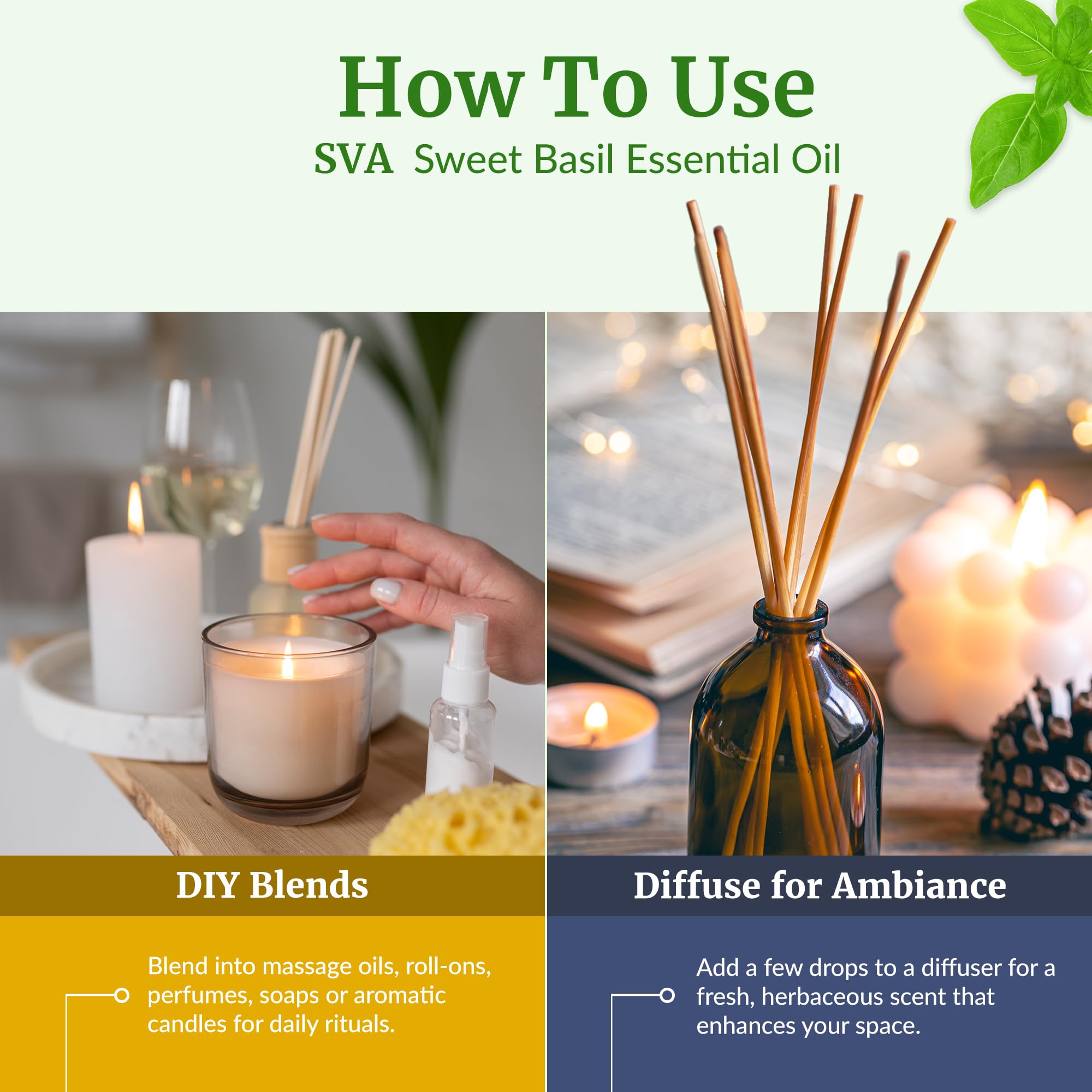 SVA ORGANICS roll-on casero con albahaca para uso personalizado
