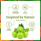 SVA ORGANICS textura del aceite de amla en gotas que ilustra absorción rápida