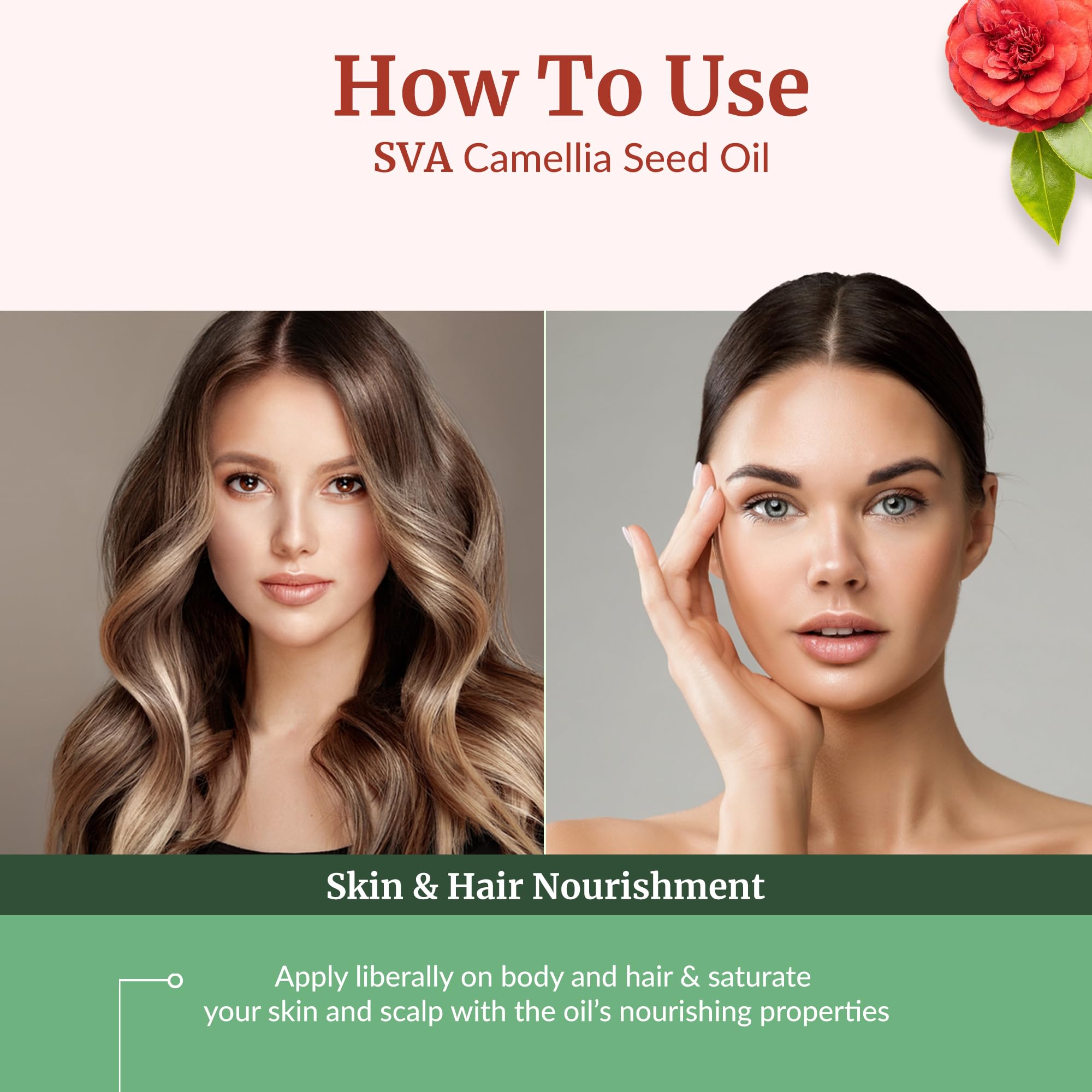 SVA ORGANICS gota de aceite en rostro, uso como serum facial hidratante