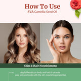 SVA ORGANICS gota de aceite en rostro, uso como serum facial hidratante