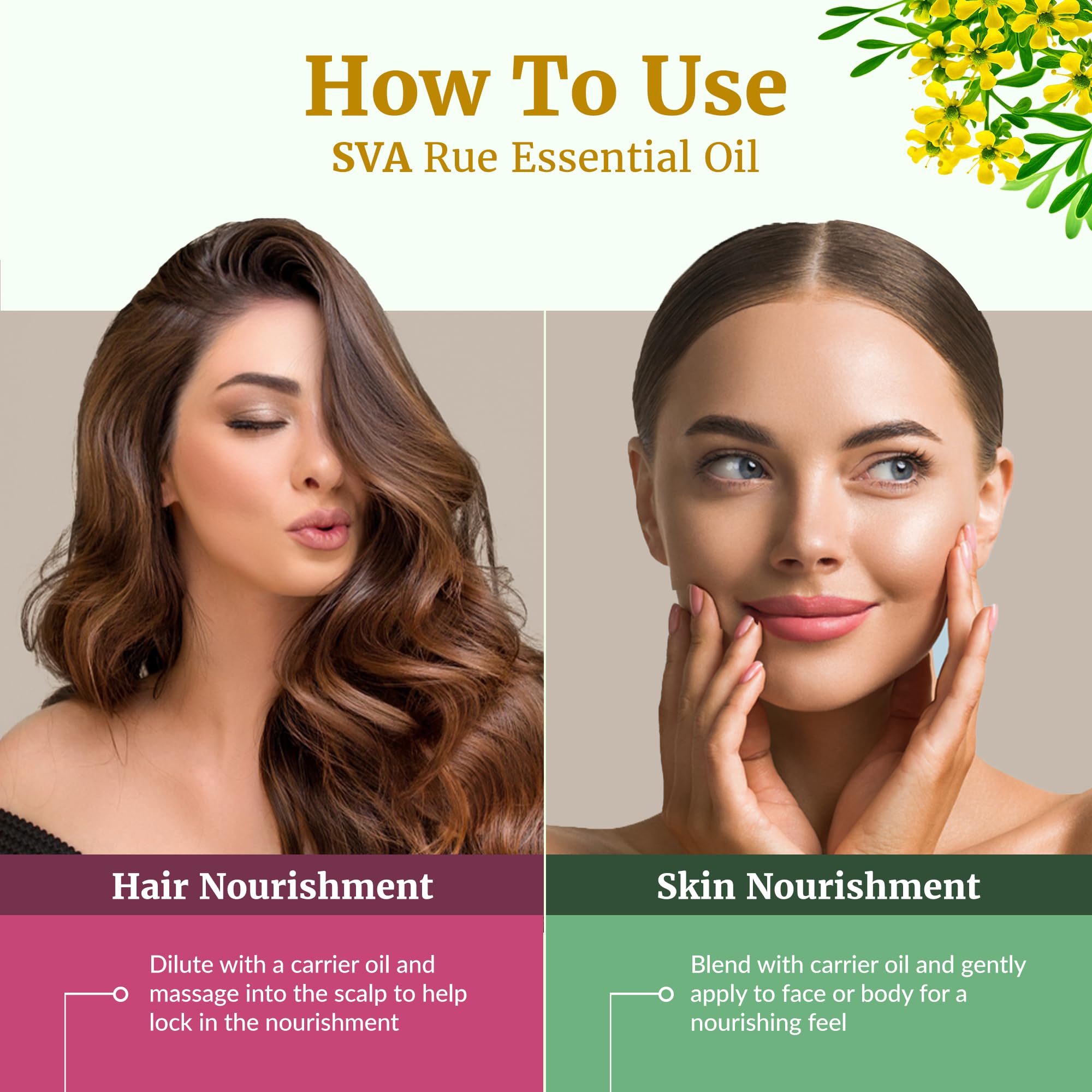 SVA ORGANICS mezcla diluida para piel y cabello en manos, uso seguro y versátil