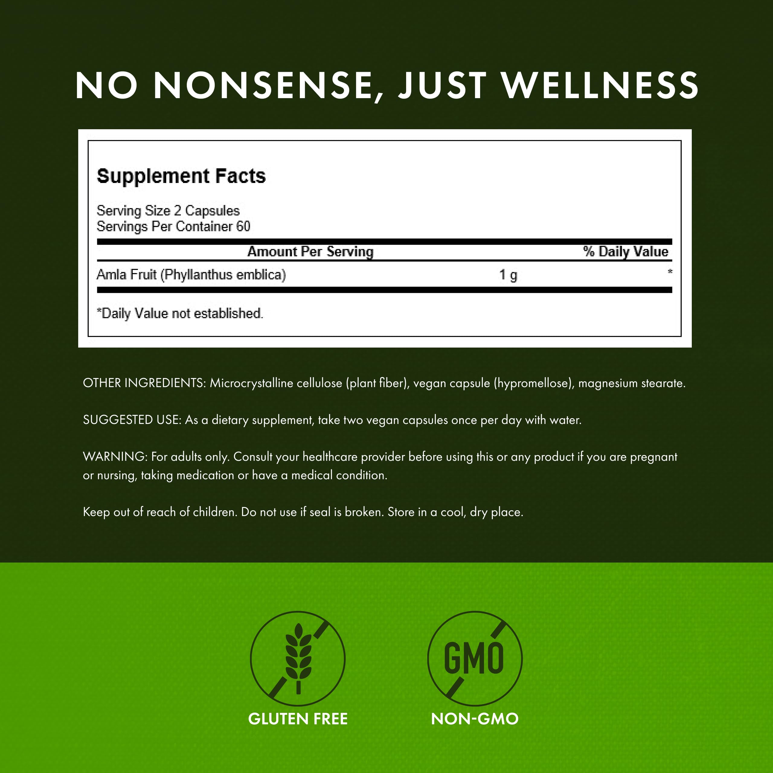 Swanson polvo de amla en detalle, evidencia de ingrediente natural concentrado