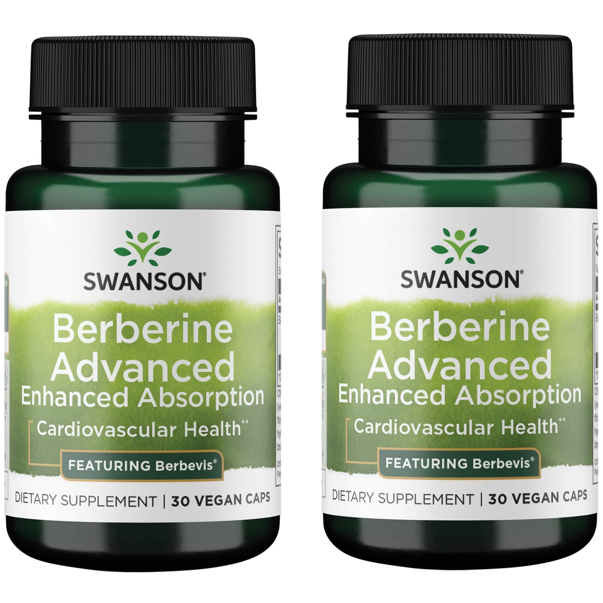 Swanson botella frontal mostrando Berberine Advanced 550 mg y beneficio de absorción