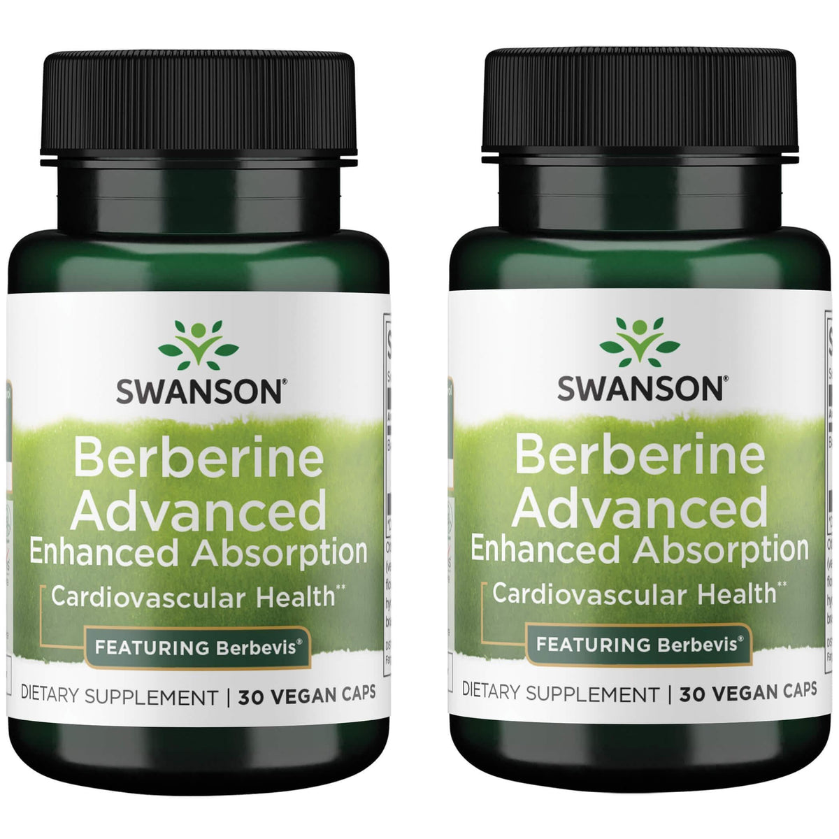 Swanson botella frontal mostrando Berberine Advanced 550 mg y beneficio de absorción