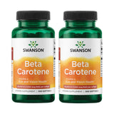 Swanson beta-carotene frente del envase mostrando tamaño y cantidad para planificación